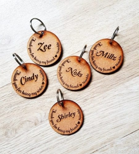 Key Ring 5cm Circle Engraved (per 10) – Laser Cut Letters. Wooden Name ...